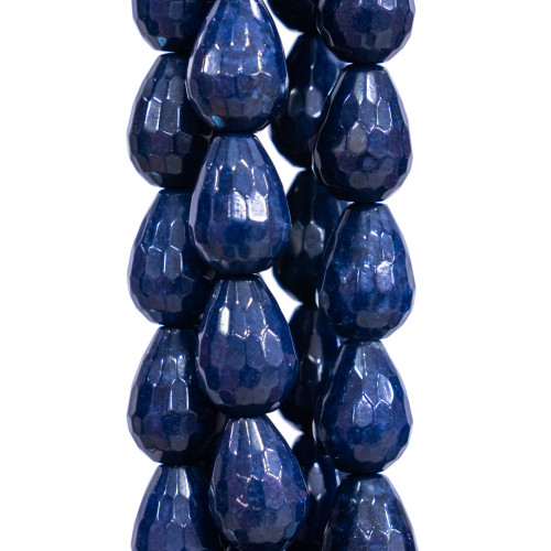 Jade Sapphire Faceted Briolette Drops 12x16mm
