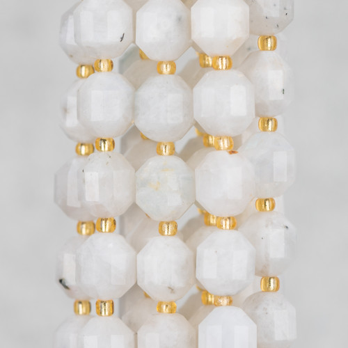 Labradorite Bianco Ball Taglio Cilindrico Sfaccettato 9x10mm