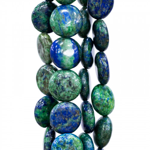 Lapis Lazuli Afghanistan (Chrysocolla) Round Flat Smooth 12mm