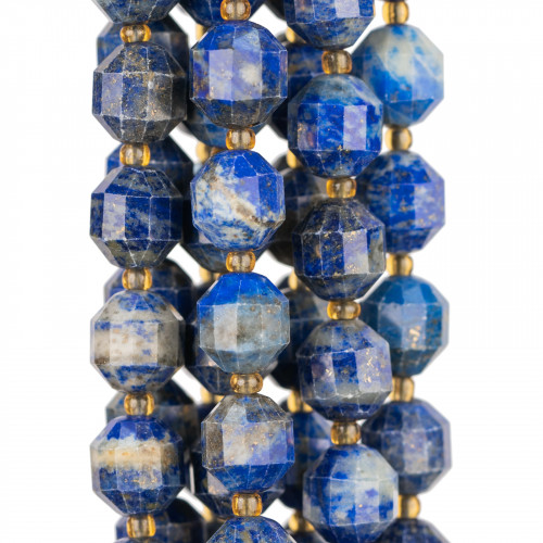 Lapislazzuli Blu Grezzo Ball Taglio Cilindrico Sfaccettato 9x10mm Chiaro