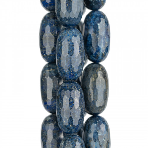 Raw Blue Lapis Lazuli Faceted Barrel 13x25mm