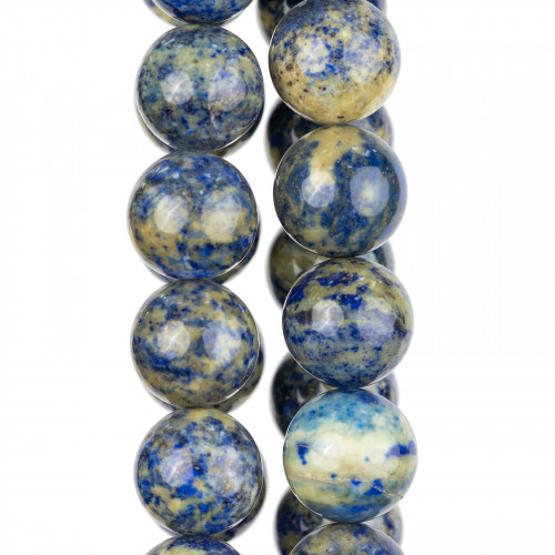 Raw Blue Lapis Lazuli Round Smooth 16mm Yellow