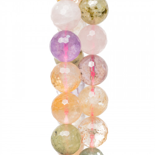 Multicolor Faceted Quartz 14mm