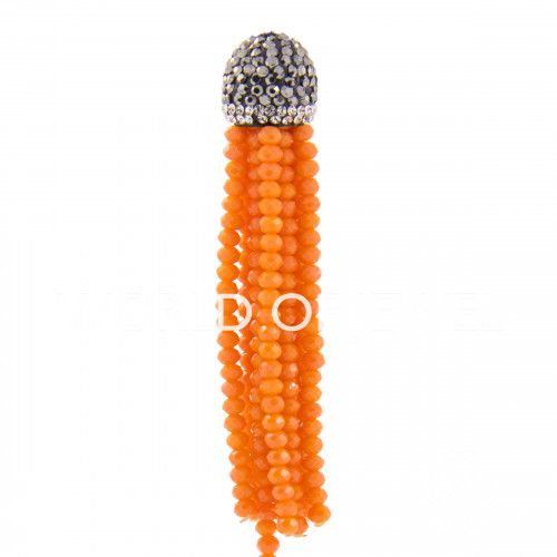 Crystal Tassels with Marcasite Cup 14x75mm 2pcs Orange
