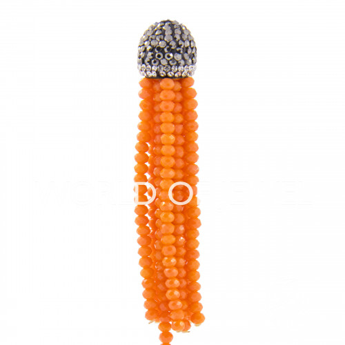 Nappine Di Cristalli Con Coppetta Di Marcasite 14x75mm 2pz Arancio