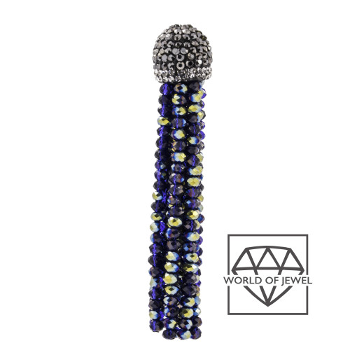 Crystal Tassels With Marcasite Cup 14x75mm 2pcs Blue Two-tone AB
