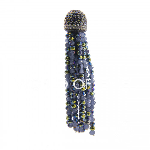 Crystal Tassels with Marcasite Cup 14x75mm 2pcs Blue Multicolor