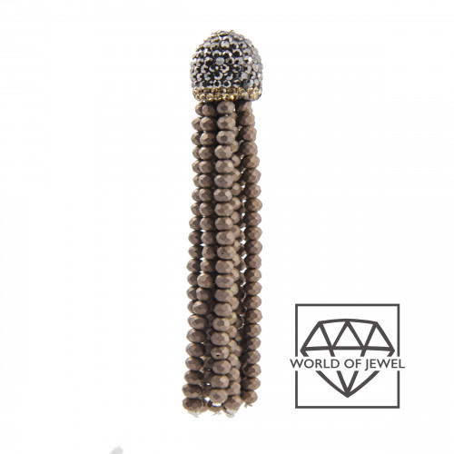 Nappine Di Cristalli Con Coppetta Di Marcasite 14x75mm 2pz Chocolate Matte