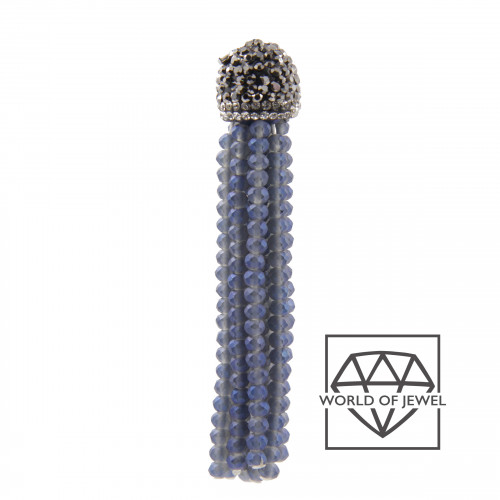 Crystal Tassels with Marcasite Cup 14x75mm 2pcs Light Blue Matte