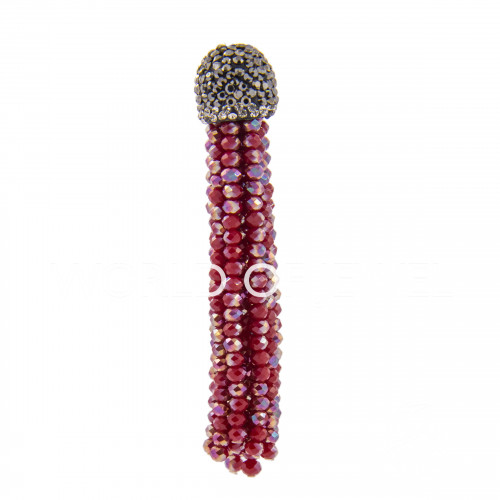 Crystal Tassels with Marcasite Cup 14x75mm 2pcs Red AB