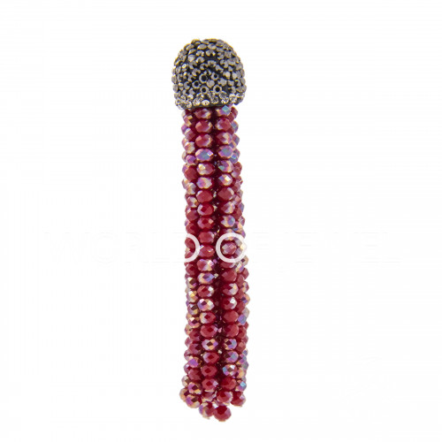 Nappine Di Cristalli Con Coppetta Di Marcasite 14x75mm 2pz Rosso AB