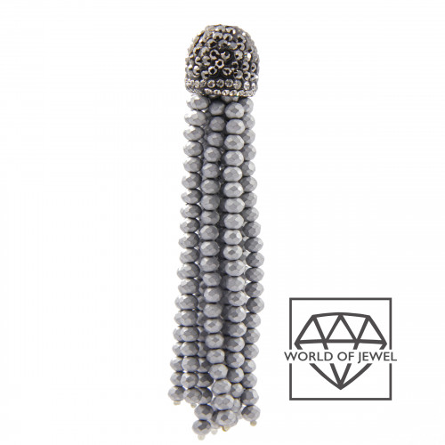 Nappine Di Cristalli Con Coppetta Di Marcasite 14x75mm 2pz Silver Matte