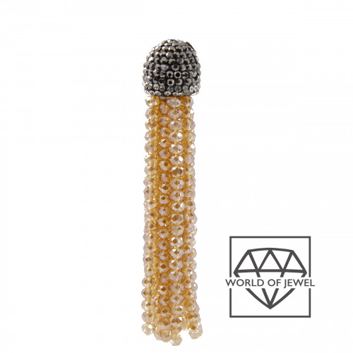 Crystal Tassels With Marcasite Cup 14x75mm 2pcs Topaz AB