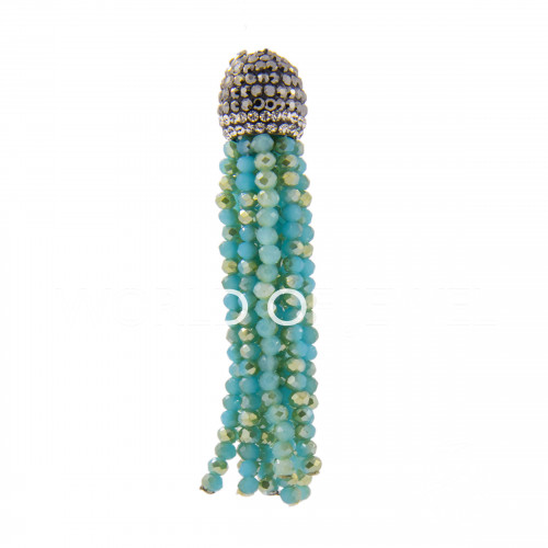 Crystal Tassels with Marcasite Cup 14x75mm 2pcs Turquoise AB