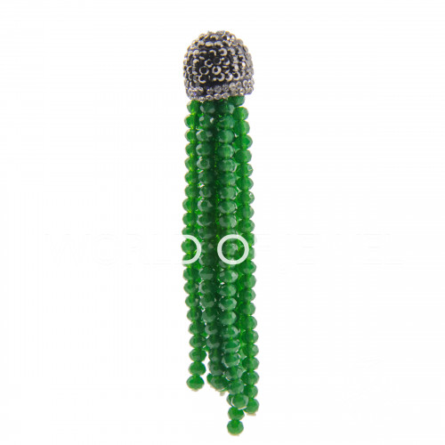 Nappine Di Cristalli Con Coppetta Di Marcasite 14x75mm 2pz Verde