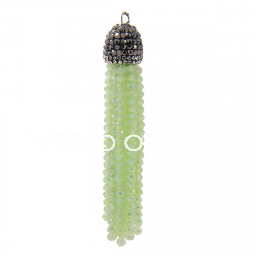 Crystal Tassels with Marcasite Cup 14x75mm 2pcs Light Green AB