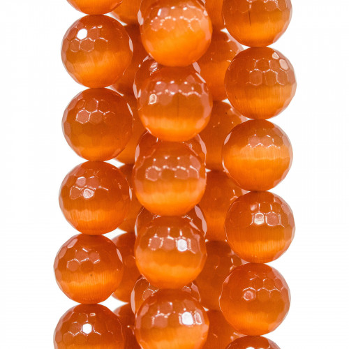 Orange Cat's Eye Faceted 16mm