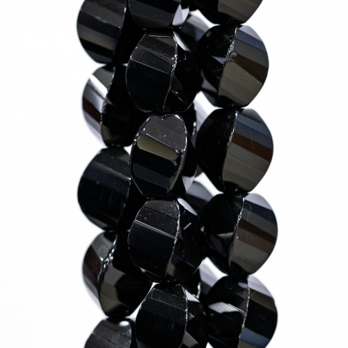 Onyx Oval Twist Faceted 10x14mm