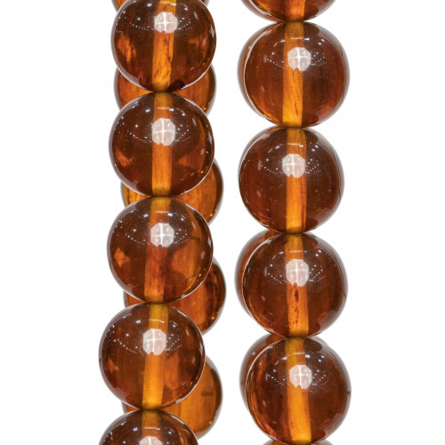 Resin Imitation of Amber Caramel Round Smooth 16mm