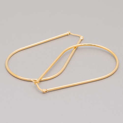 Boucles d'Oreilles Acier Goutte Lisse 55mm 5 Paires Or