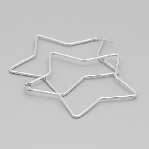 Boucles d'Oreilles Étoile Acier Lisse 35mm 6 Paires