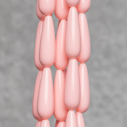 Light Pink Coral Paste Smooth Drops Briolette 10x30mm