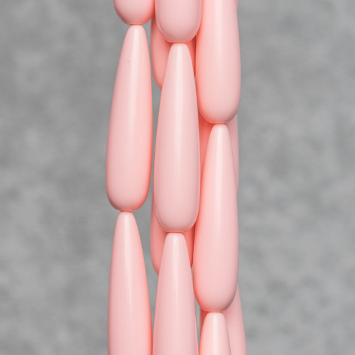 Light Pink Coral Paste Smooth Drops Briolette 10x40mm