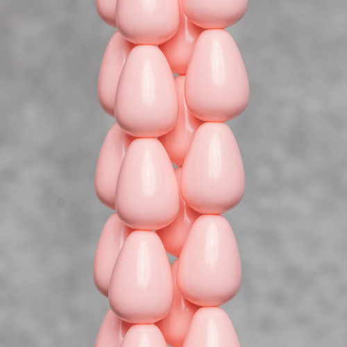 Light Pink Coral Paste Smooth Drops Briolette 12x16mm