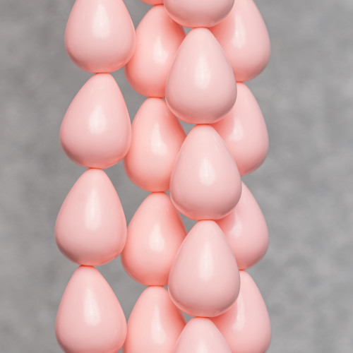 Light Pink Coral Paste Smooth Drops Briolette 15x20mm