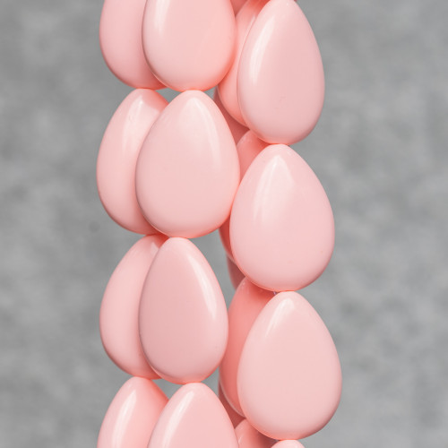 Light Pink Coral Paste Flat Smooth Drop 13x18mm