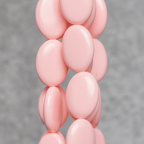 Pasta di Corallo Rosa Chiaro Ovale Piatto Liscio 18x25mm