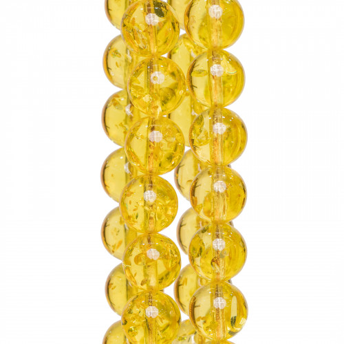 Resin Imitation of Yellow Amber Transparent Round Smooth 16mm