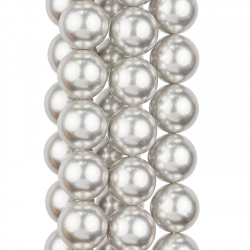Perle di Maiorca Grigio Argentato Tondo Liscio 12mm