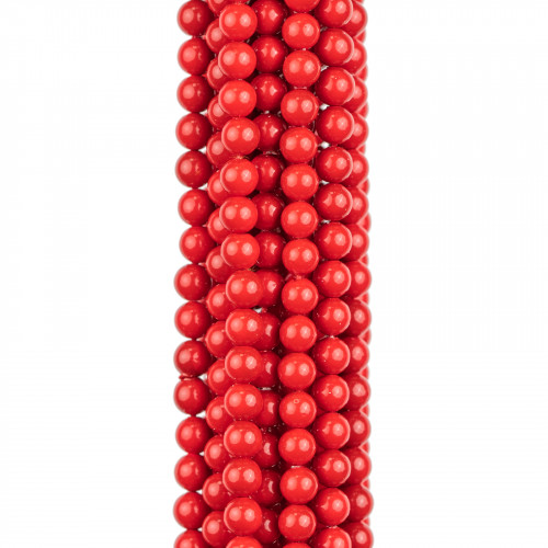 Majorca Pearls Red Round Smooth 06mm