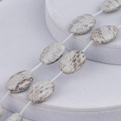 Snake Skin Component Strand Beads Flat Oval 18x25mm 8pcs Gray