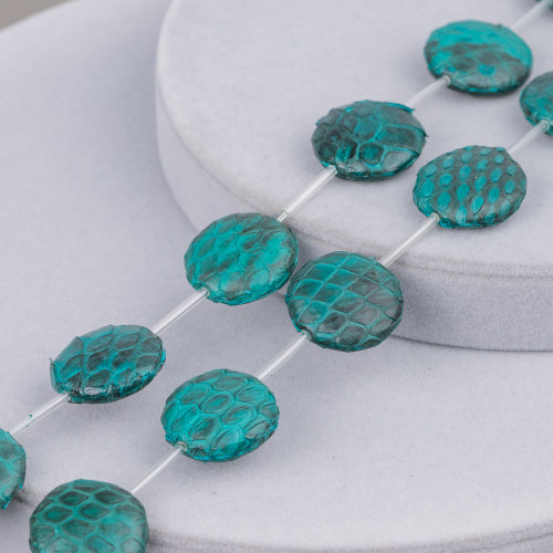 Snake Skin Round Flat Beads 20mm 10pcs Emerald Green