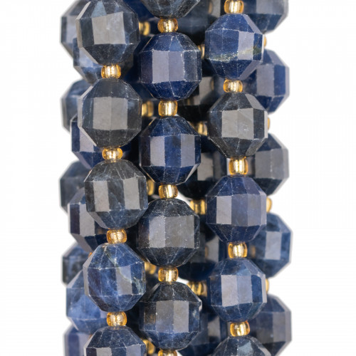 Sodalite Ball Faceted Cylindrical Cut 9x10mm