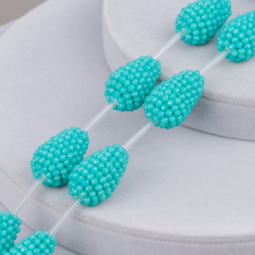 Perles indiennes torsadées en forme de goutte d'eau en cristal, 16x26mm, 6 pièces turquoise