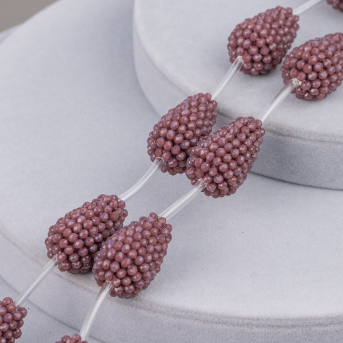 Blackberry Teardrop Crystal Strand Beads Indian Twisted Rondelle 16x26mm 6τμχ Κρασί