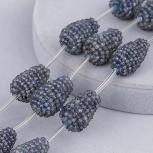 Blackberry Iolite Drop Faceted Indian MachineCut Strand Beads 15x20mm 4pcs
