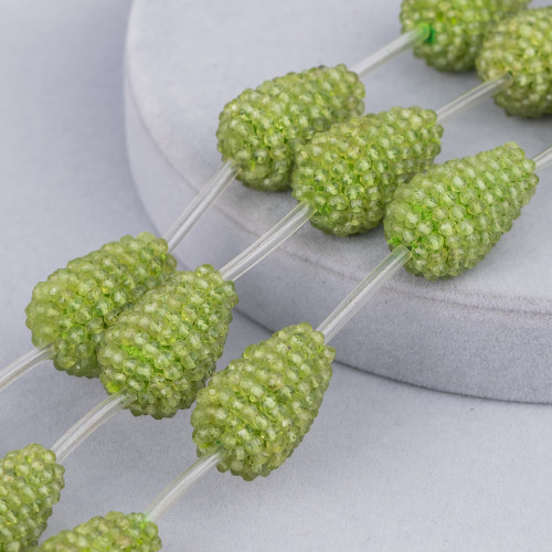 Strand Beads Blackberry Peridot Drop Faceted Indian MachineCut 17x25mm 4 τμχ