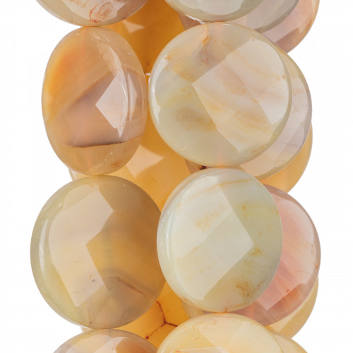 Peach Agate Round Flat Faceted 45mm