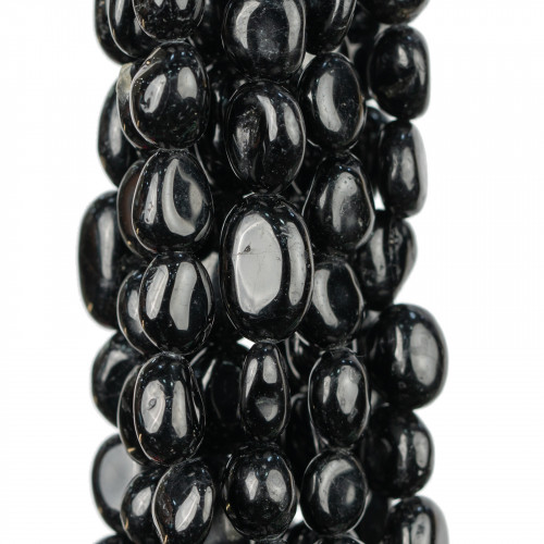 Schwarzer Turmalin-Trommelstein, 8–10 mm