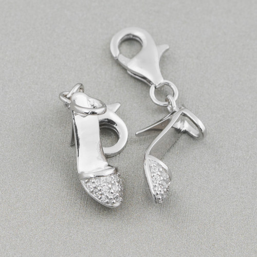 Colgante Charms Para Zapatos En Plata 925 Con Circonitas 8x21mm 6uds