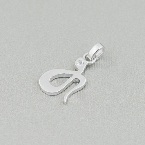 Pendant Of 925 Silver Snake With Polished Rhodium-plated Zircon 8x18mm 6pcs
