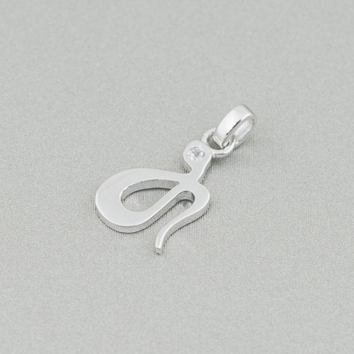 Pendant Of 925 Silver Snake With Polished Rhodium-plated Zircon 8x18mm 6pcs