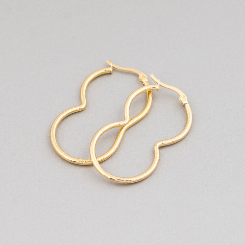 Boucles d'Oreilles Fantaisie Acier 25x45mm 5 Paires Doré