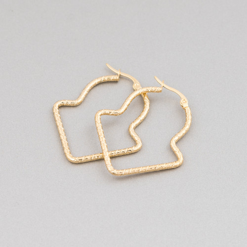 Boucles d'Oreilles Fantaisie Acier 33x40mm 5 Paires Doré
