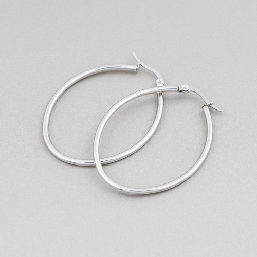 Boucles d'oreilles Acier Ovale Lisse 45mm 5 Paires