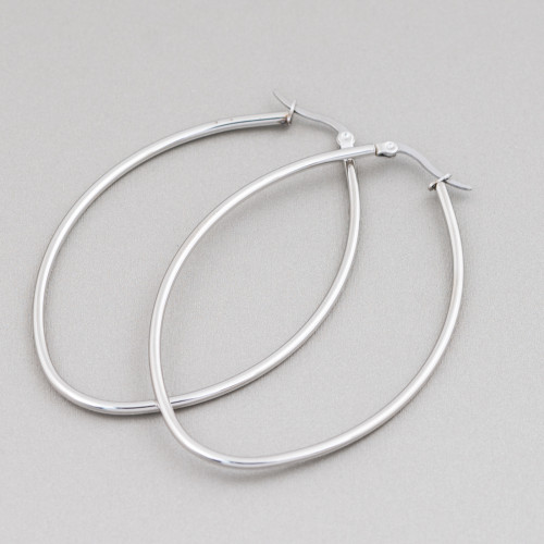 Boucles d'oreilles Acier Ovale Lisse 65mm 4 Paires